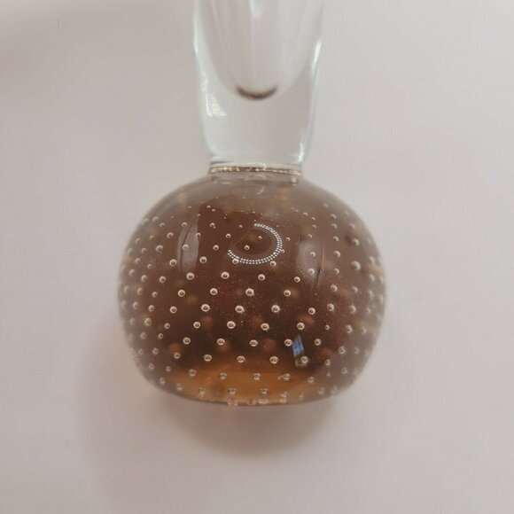 Vintage Amethyst Bubble Base Blown Glass Vase Narrow Mid Century Modern Smooth - Picture 5 of 6